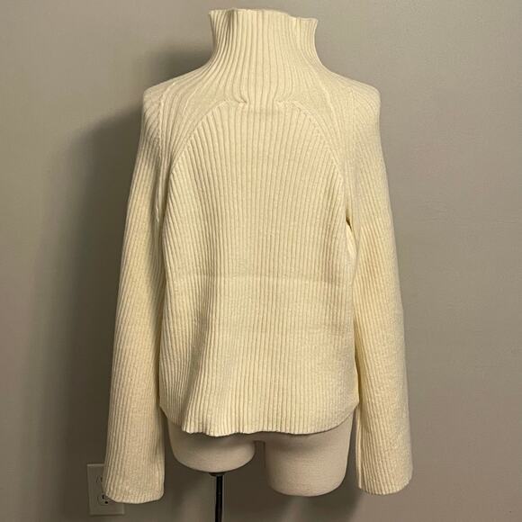 Talulah Cream Ribbed Turtleneck Sweater Bell Sleeve Size L Cozy Winter Knit - Picture 2 of 7